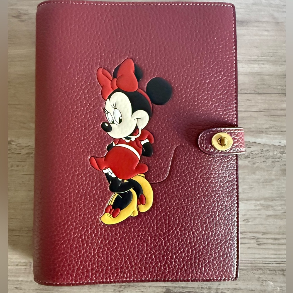 NWT Coach X Disney Notebook In Regenerative Leather With Minnie Mouse Wine CQ803
